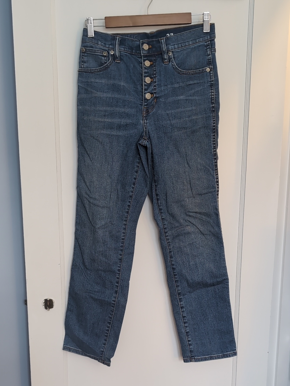 🫰🏼 J. Crew Re-Imagined Dark Blue High-Rise Button-Fly Jeans Size 27